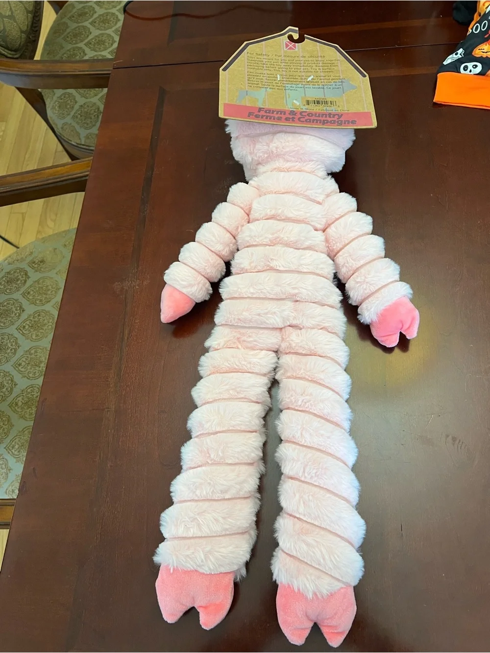 Plush Overstuffed Pink Pig Dog Toy with Squeaker - Large